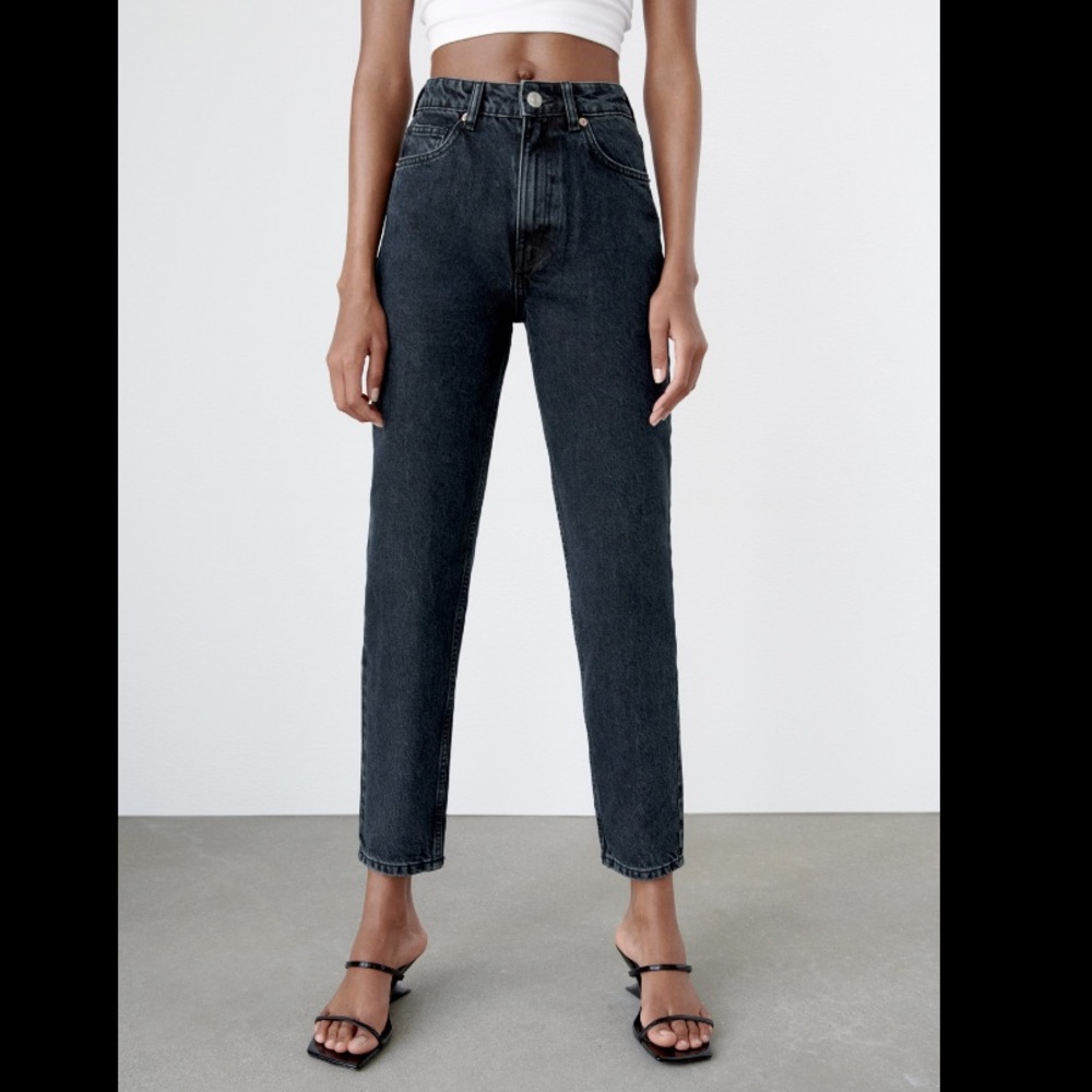 ZARA NWT MOM JEANS BLUE SZ 6 HIGH WAISTED